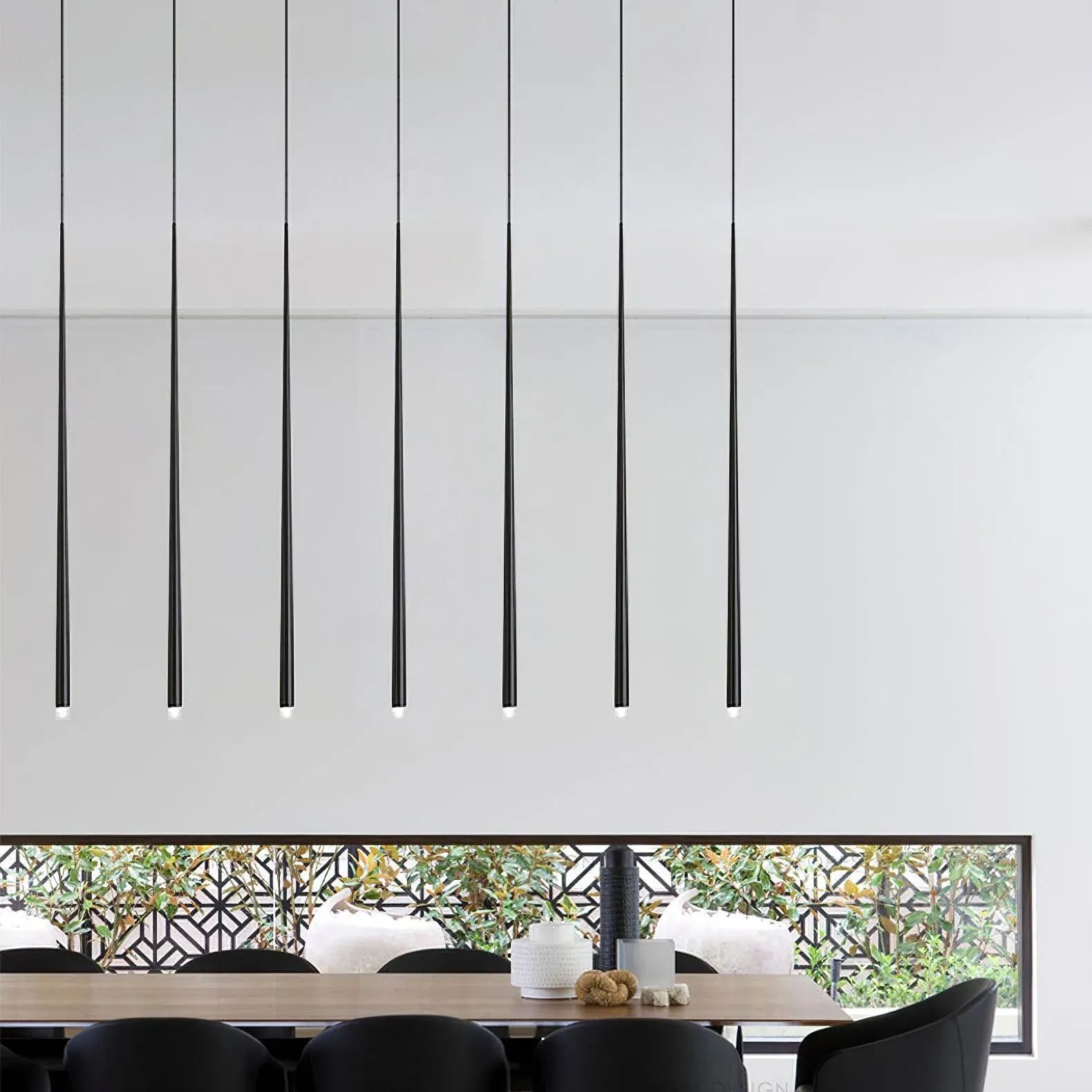Edge Modern Slender Cone Metal Chandelier Hallway Living Room