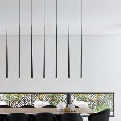Edge Modern Slender Cone Metal Chandelier Hallway Living Room