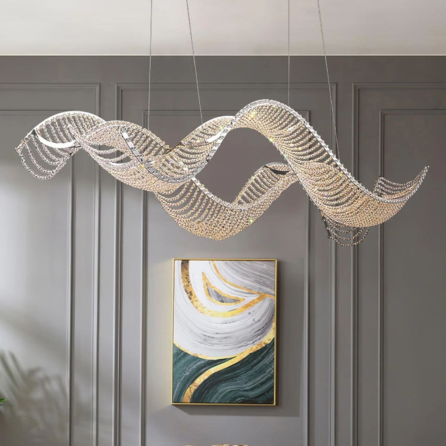 Marilyn Gorgeous Artistic Metal Crystal Chandelier Living Room Dining Room