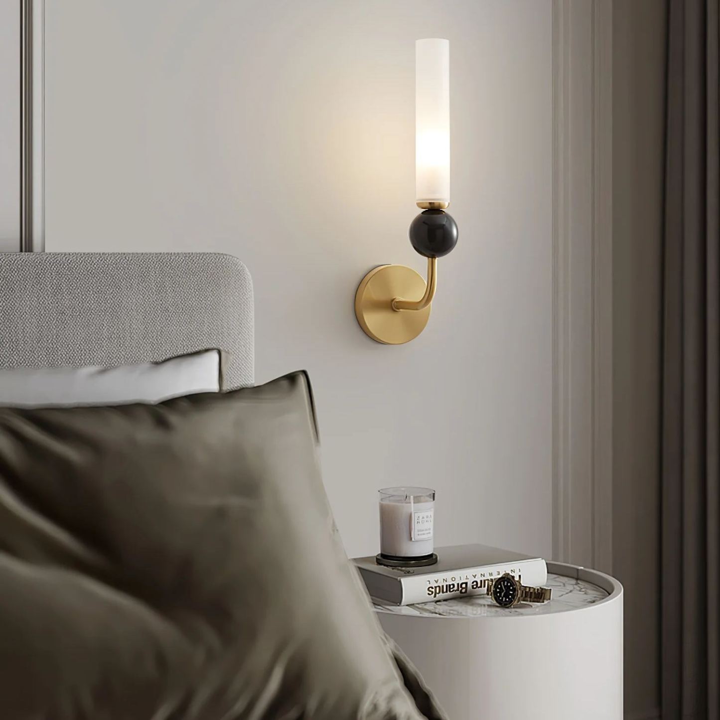 Edge Modern Marble Brass Acrylic Vertical Wall Lamp Living Room Bedroom
