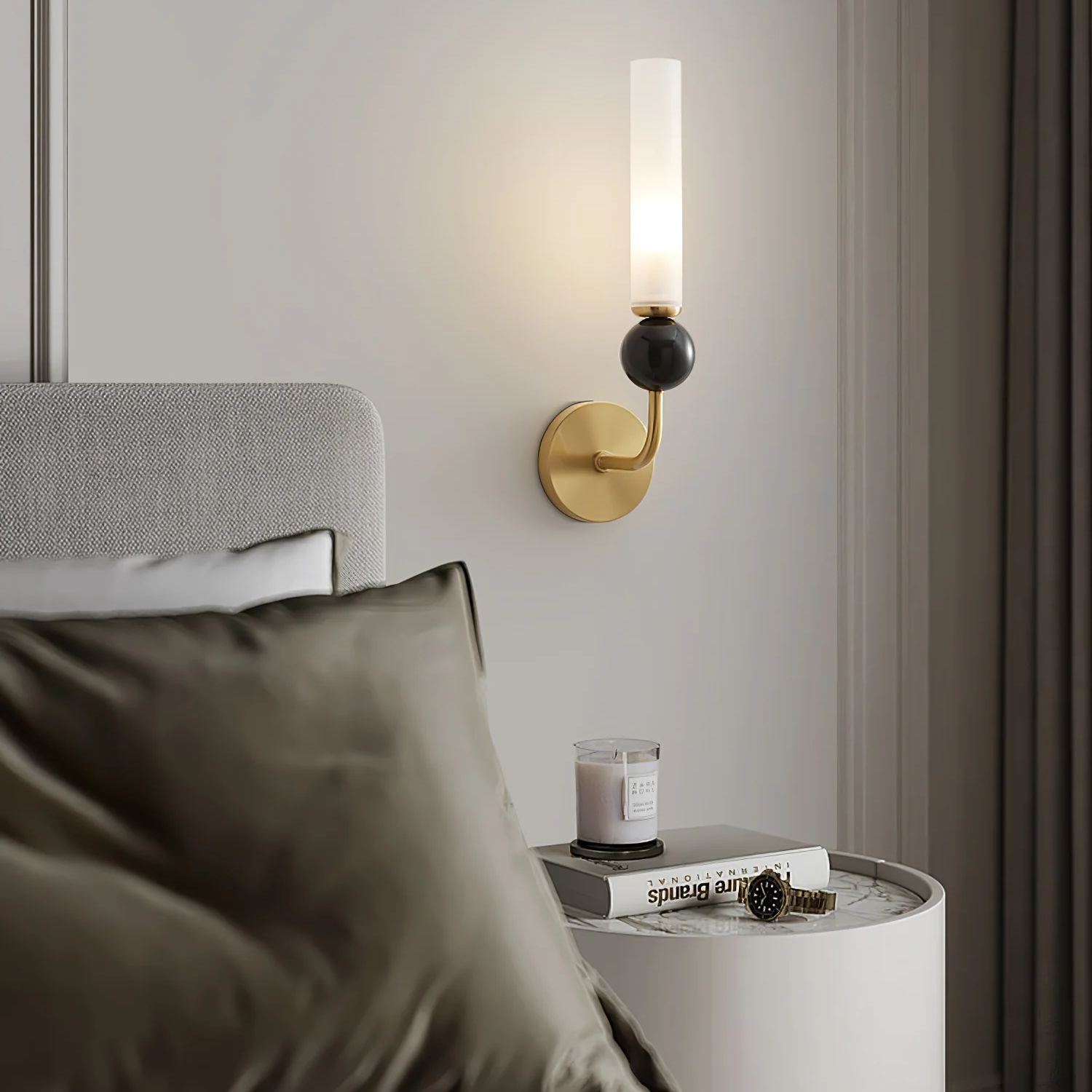 Edge Modern Marble Brass Acrylic Vertical Wall Lamp Living Room Bedroom