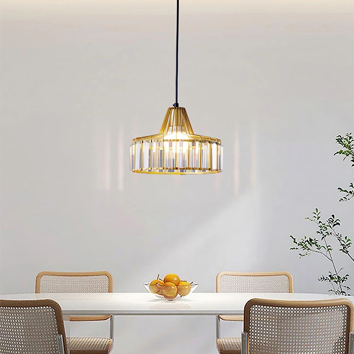 Hailie Classical Drum Crystal Pendant Light Dining Room Living Room