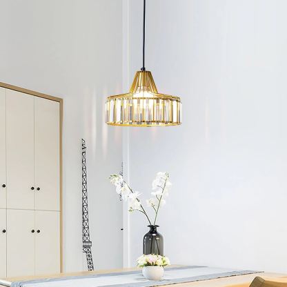 Hailie Classical Drum Crystal Pendant Light Dining Room Living Room