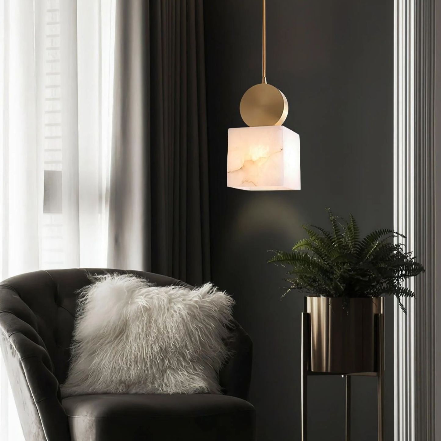 Hailie Classical Vintage Alabaster Pendant Light Dining Room Bedroom