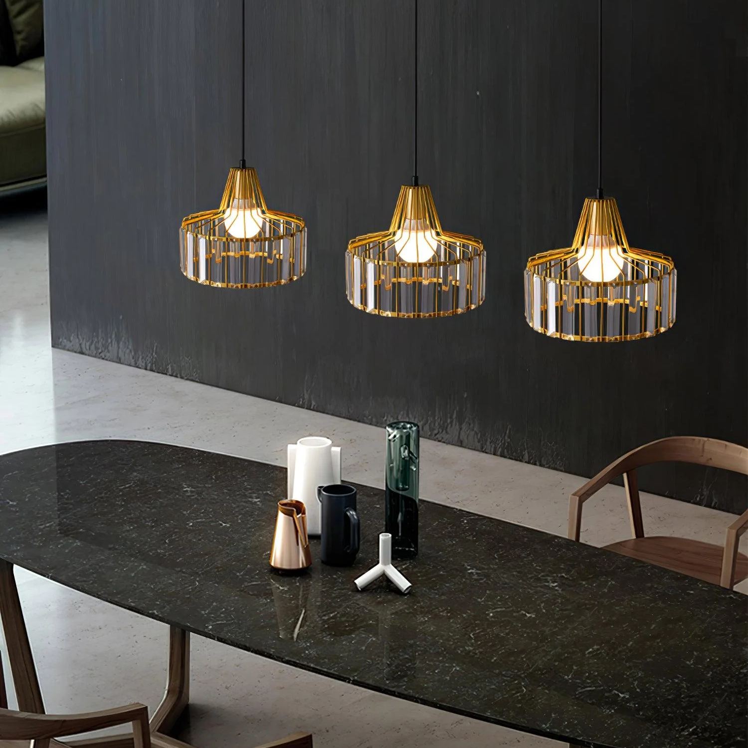 Hailie Classical Drum Crystal Pendant Light Dining Room Living Room