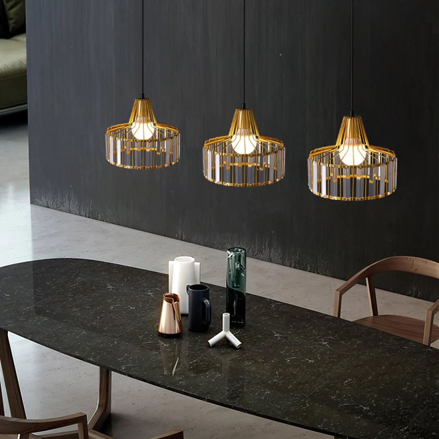 Hailie Classical Drum Crystal Pendant Light Dining Room Living Room