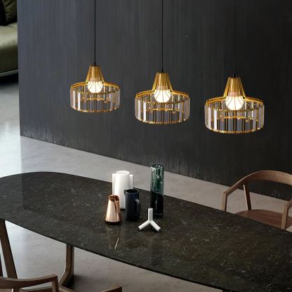 Hailie Classical Drum Crystal Pendant Light Dining Room Living Room