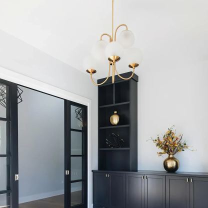 Alessio Vintage Metal Glass Gold Black Pendant Light Bedroom Living Room