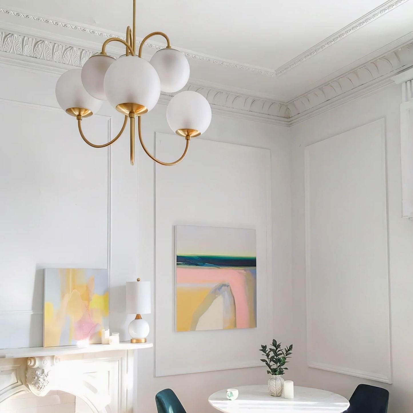 Alessio Vintage Metal Glass Gold Black Pendant Light Bedroom Living Room