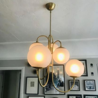 Alessio Vintage Metal Glass Gold Black Pendant Light Bedroom Living Room