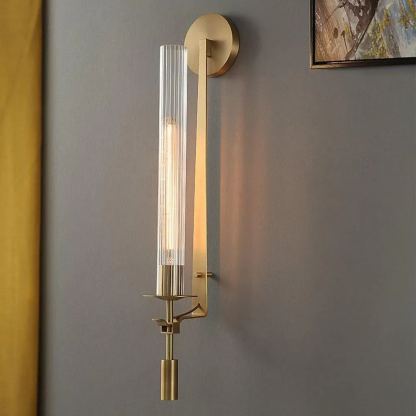 Alessio Minimalism Brass Metal Glass Wall Lamp Bedroom Living Room