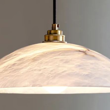 Jade Alabaster Dome Brass Finish Pendant Light Bedroom Living Room