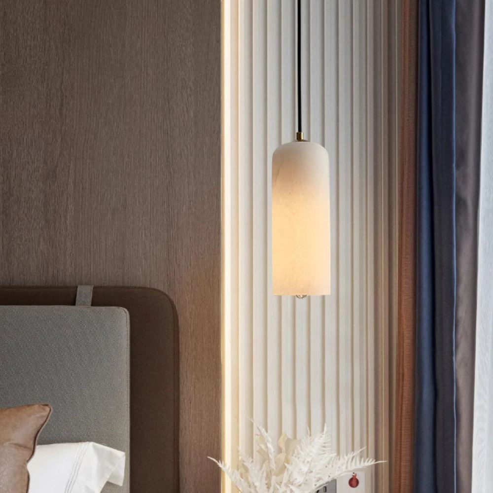 Jade Minimalism Metal Alabaster Pendant Light Bedroom Living Room