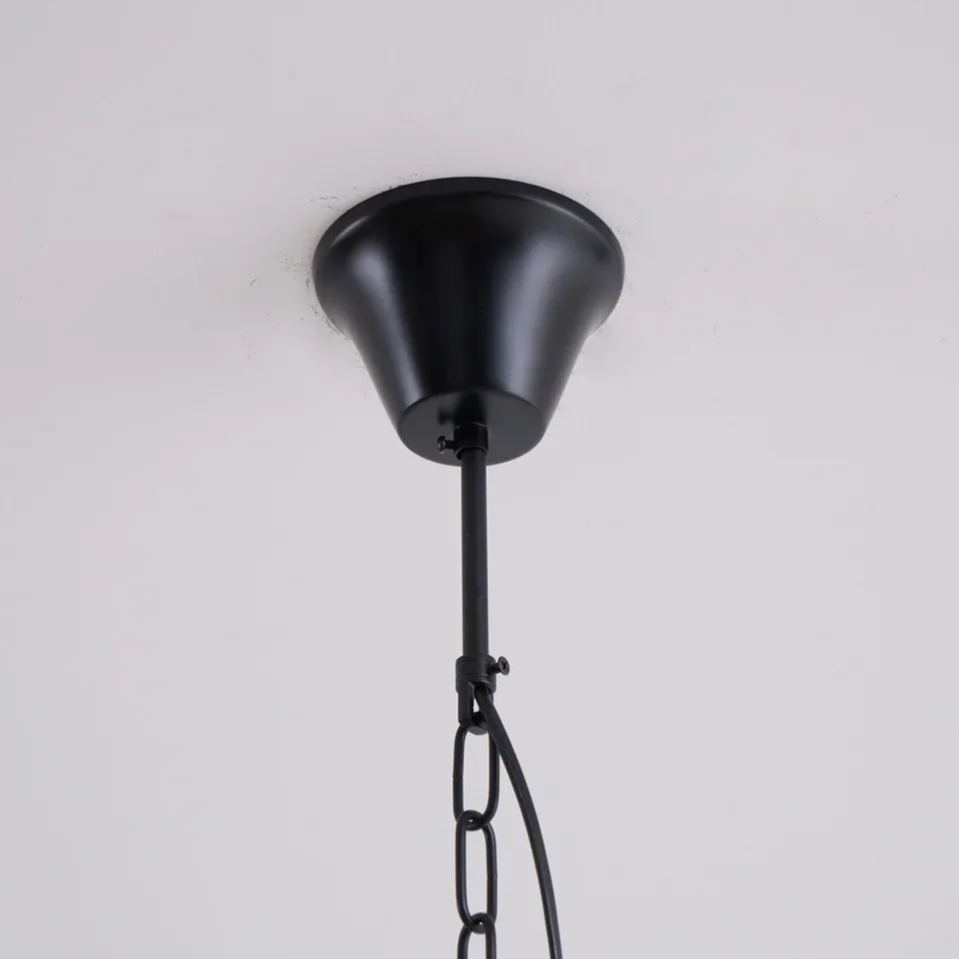 Alessio Vintage Glass Metal Black Pendant Light Dining Room Bedroom