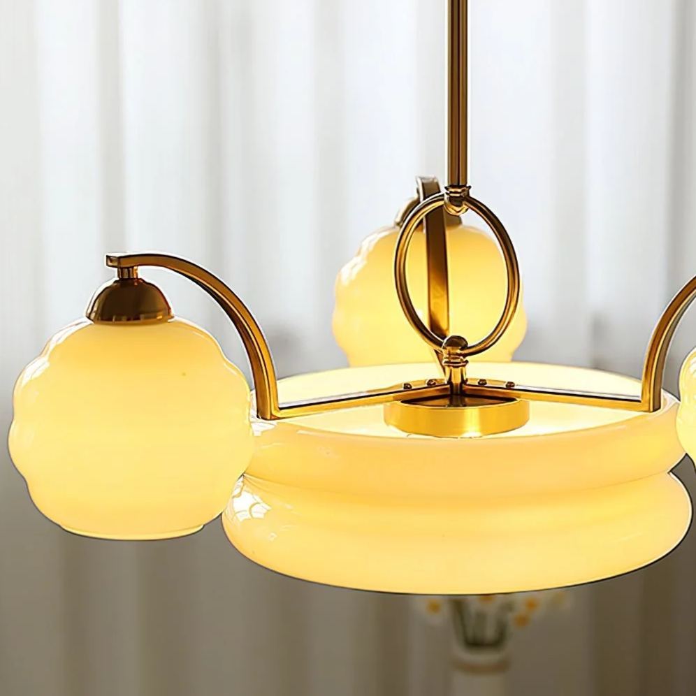 Valentina Vintage Classical Brass Glass Chandelier Living Dining Room