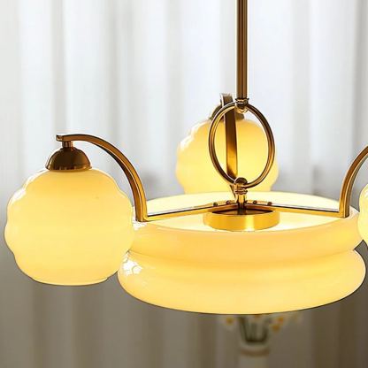 Valentina Vintage Classical Brass Glass Chandelier Living Dining Room