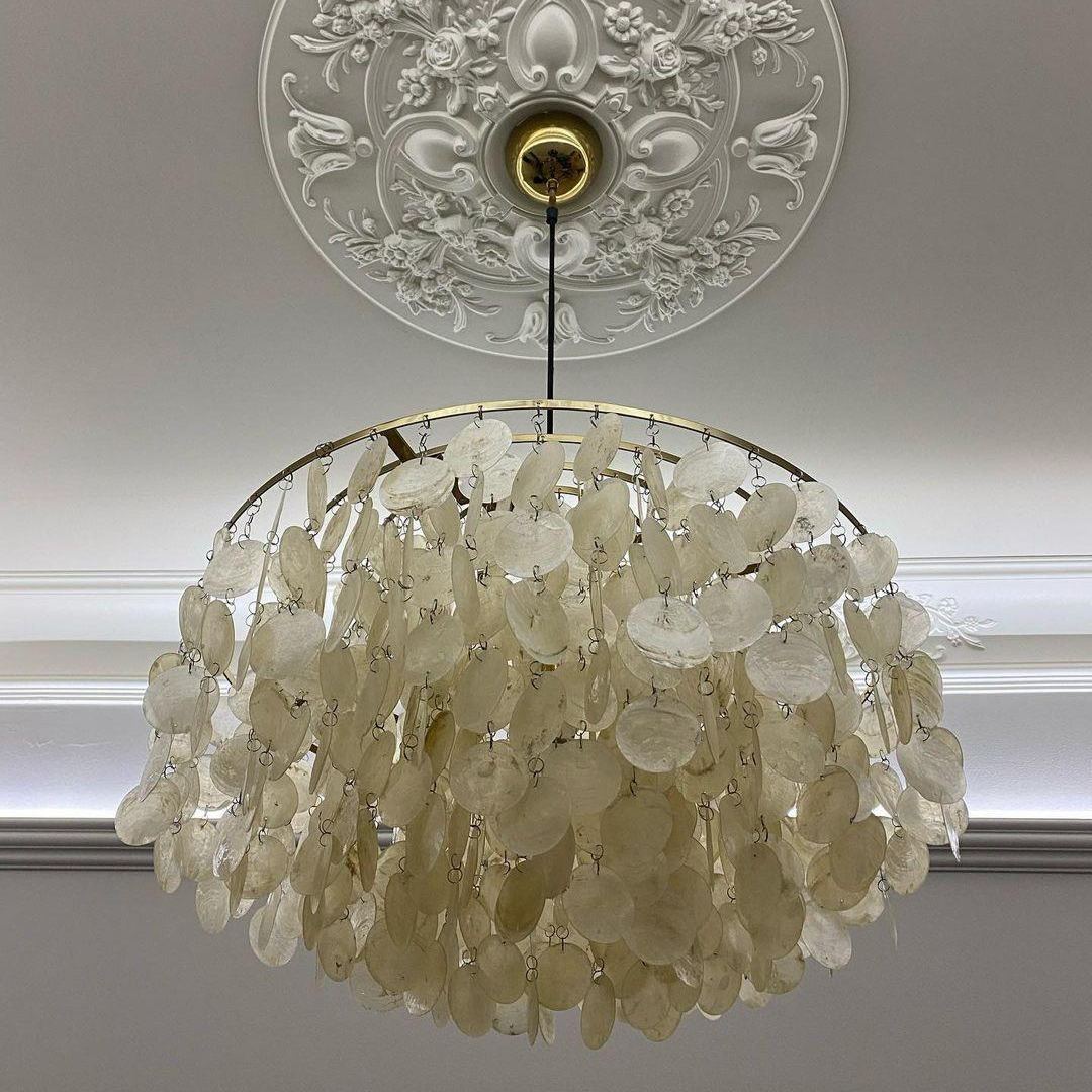 Marilyn Natural Metal Shell Chrome Pendant Light Bedroom Living Room