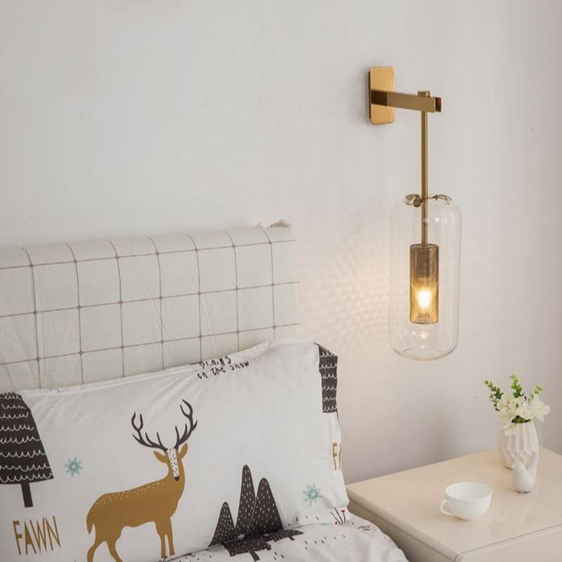 Edge Modern Round Meta Glass Wall Lamp Living Room Bedroom