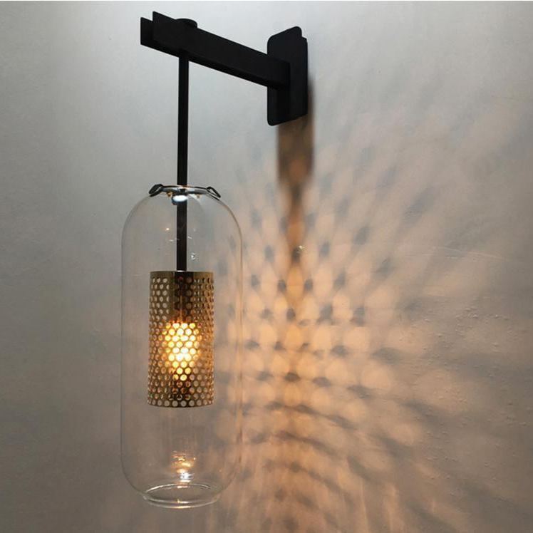 Edge Modern Round Meta Glass Wall Lamp Living Room Bedroom