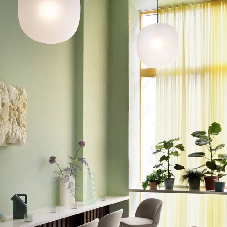Hailie Modern Round Metal Glass Pendant Light Bedroom Dining Room
