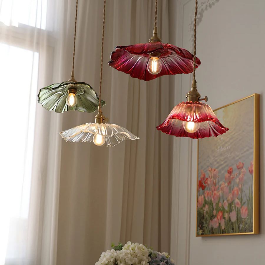 Carins Modern Flower Glass Hanging Pendant Light Dining Room