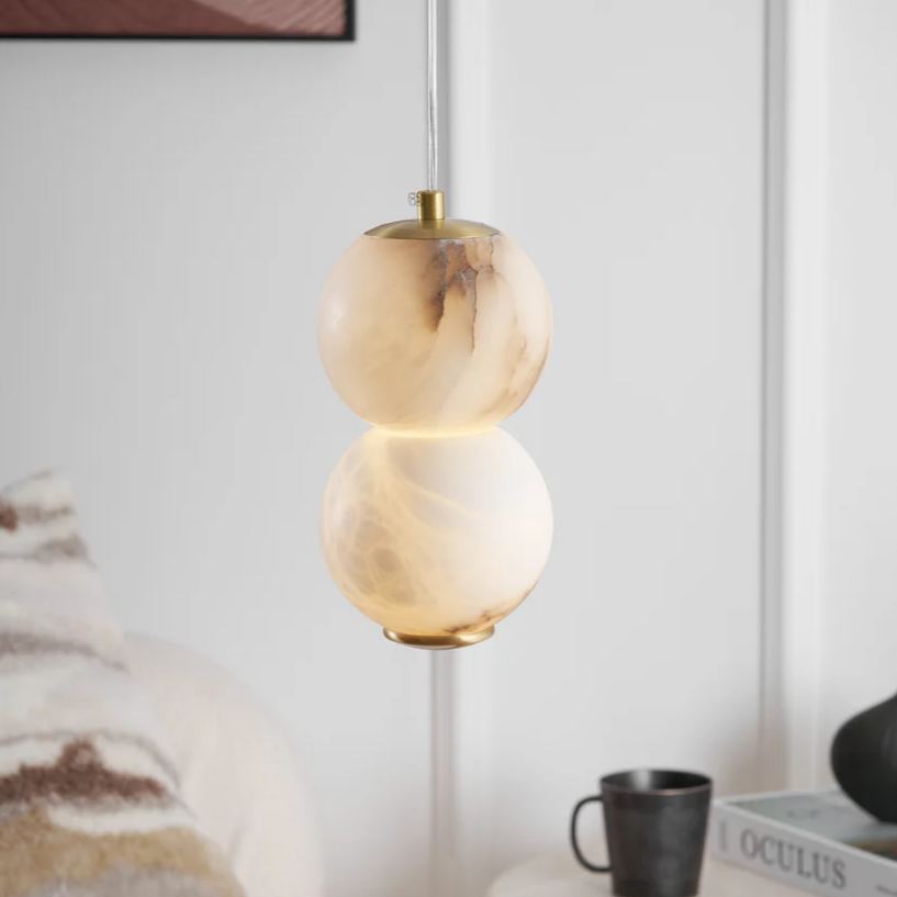 Jade Modern Round Metal Alabaster Pendant Light Shades Bedroom