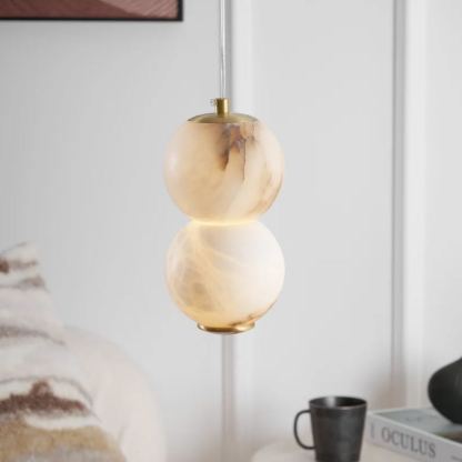 Jade Modern Round Metal Alabaster Pendant Light Shades Bedroom