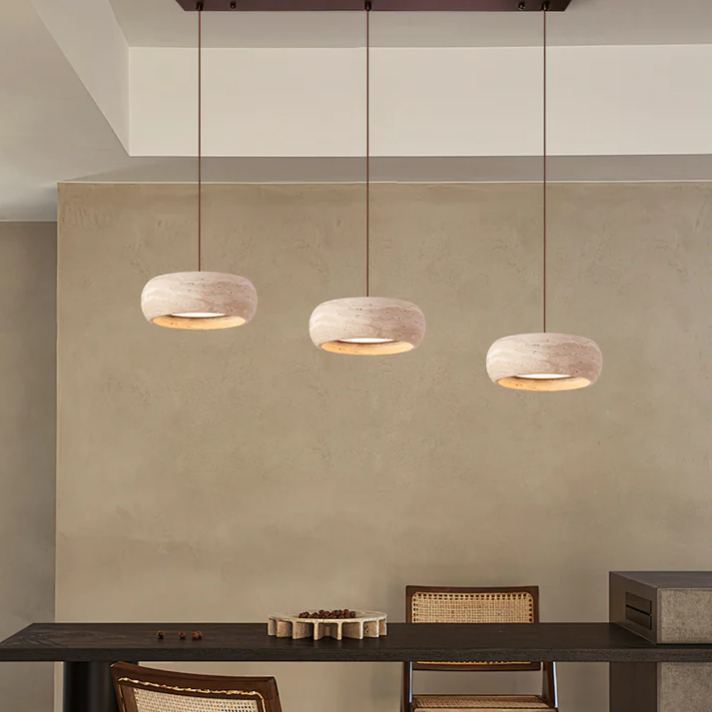 Zaid Modern Round Travertine Pendant Light Shades Bedroom Dining Room