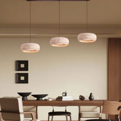 Zaid Modern Round Travertine Pendant Light Shades Bedroom Dining Room
