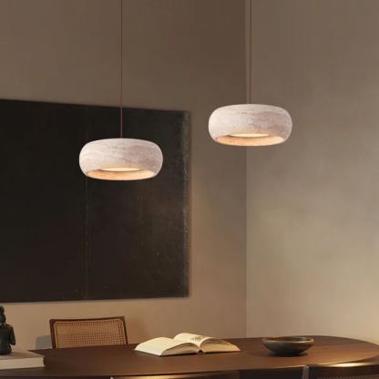 Zaid Modern Round Travertine Pendant Light Shades Bedroom Dining Room