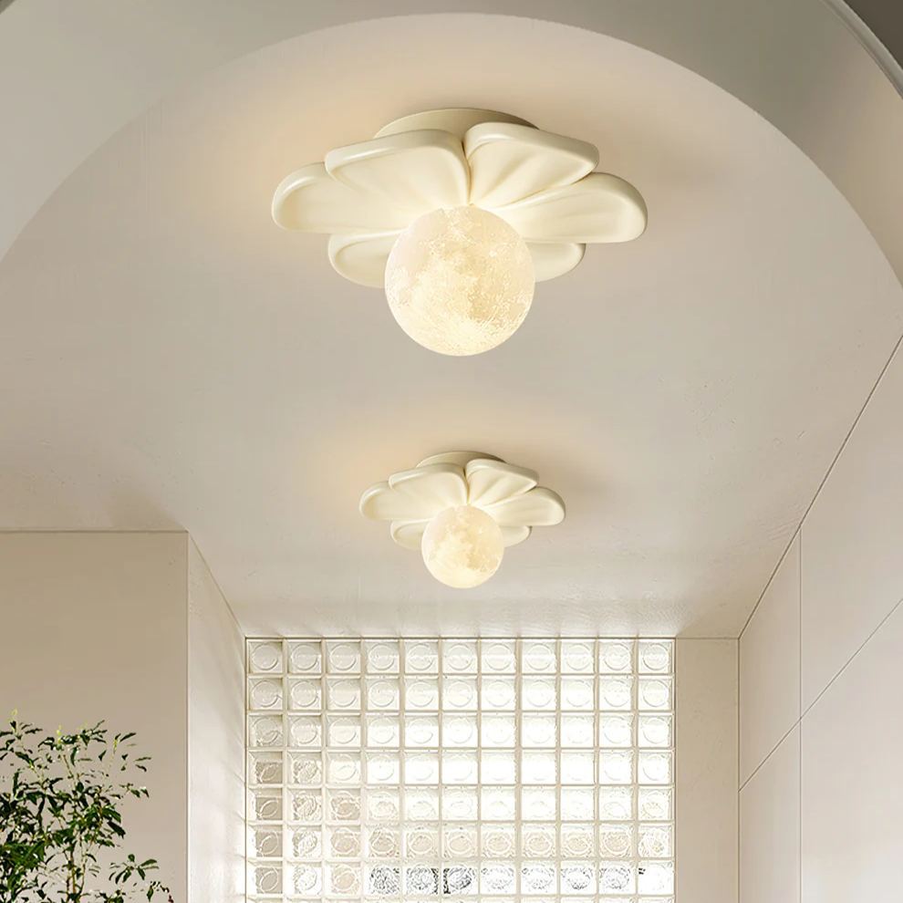 Carins Resin Pink Beige Flower Ceiling Lamp Dining Room Bedroom