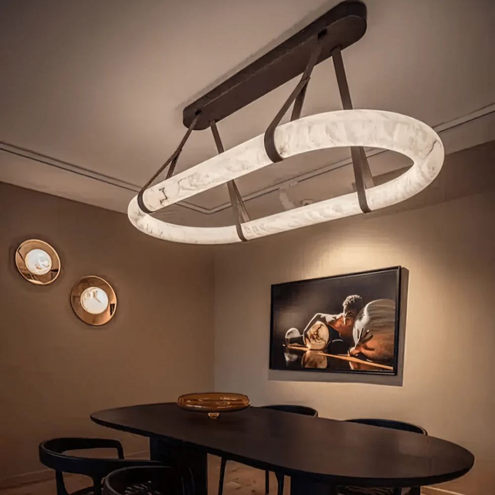 Jade Vintage Resin Leather Pendant Light Living Dining Room