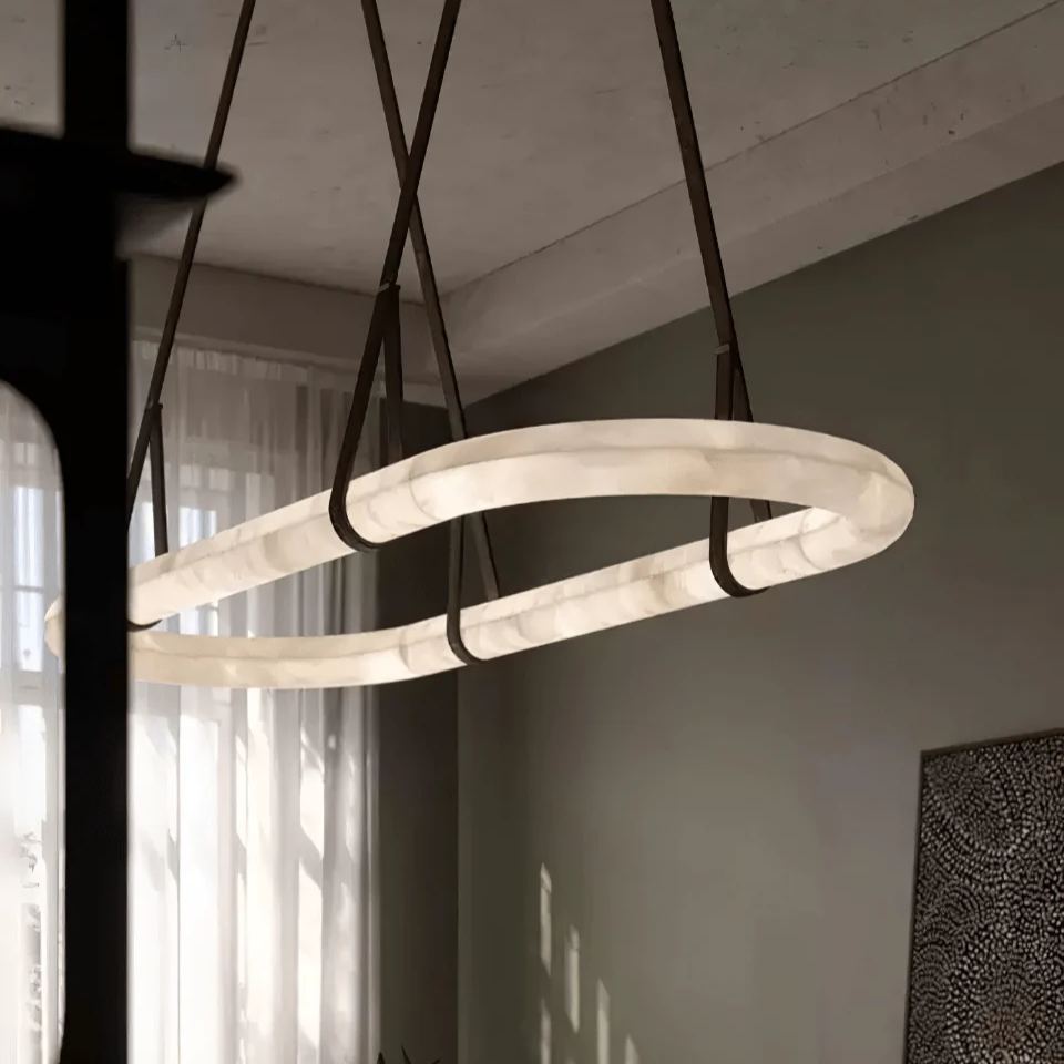Jade Vintage Resin Leather Pendant Light Living Dining Room