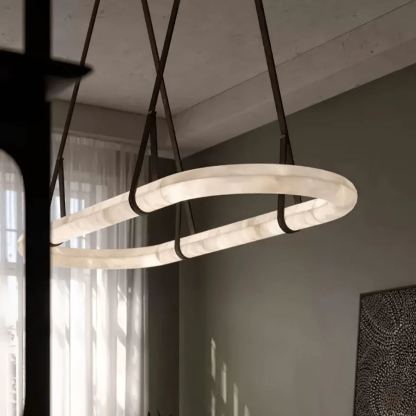 Jade Vintage Resin Leather Pendant Light Living Dining Room