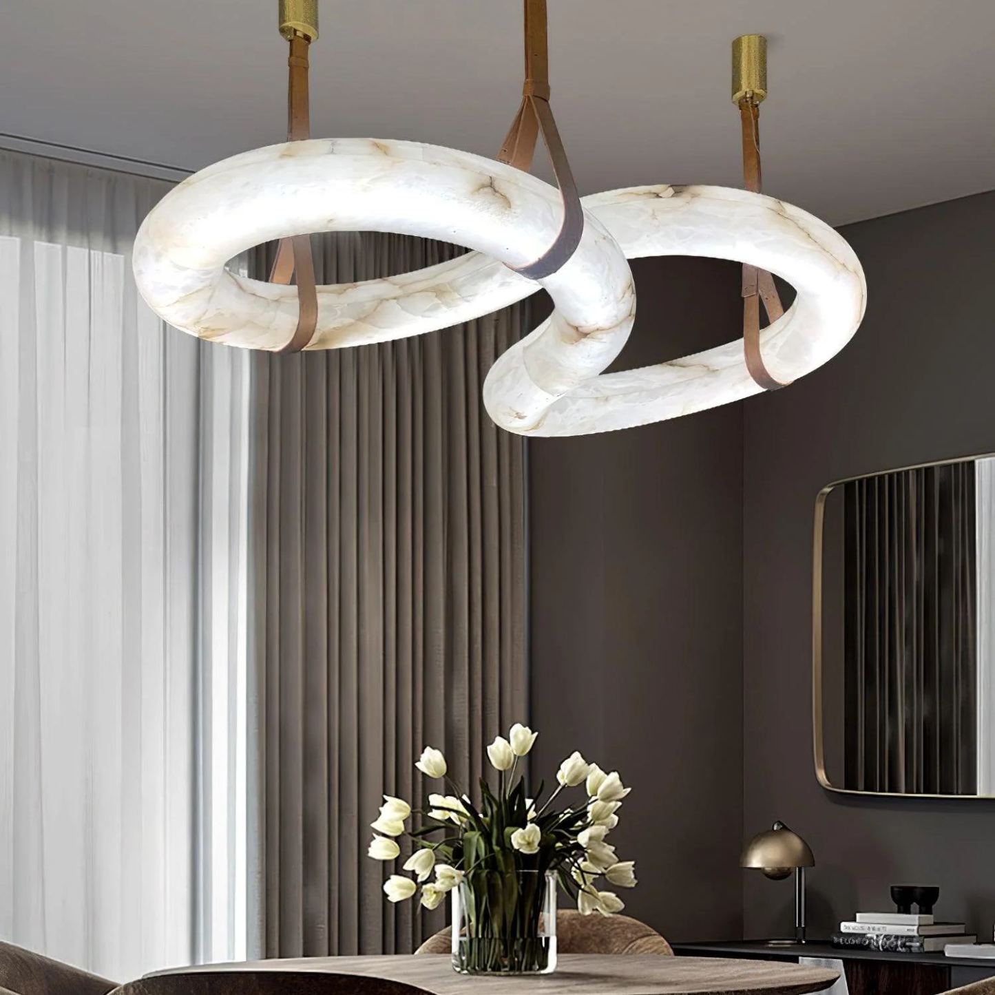 Jade Modern Alabaster Infinity Pendant Lamp Living Room Bedroom