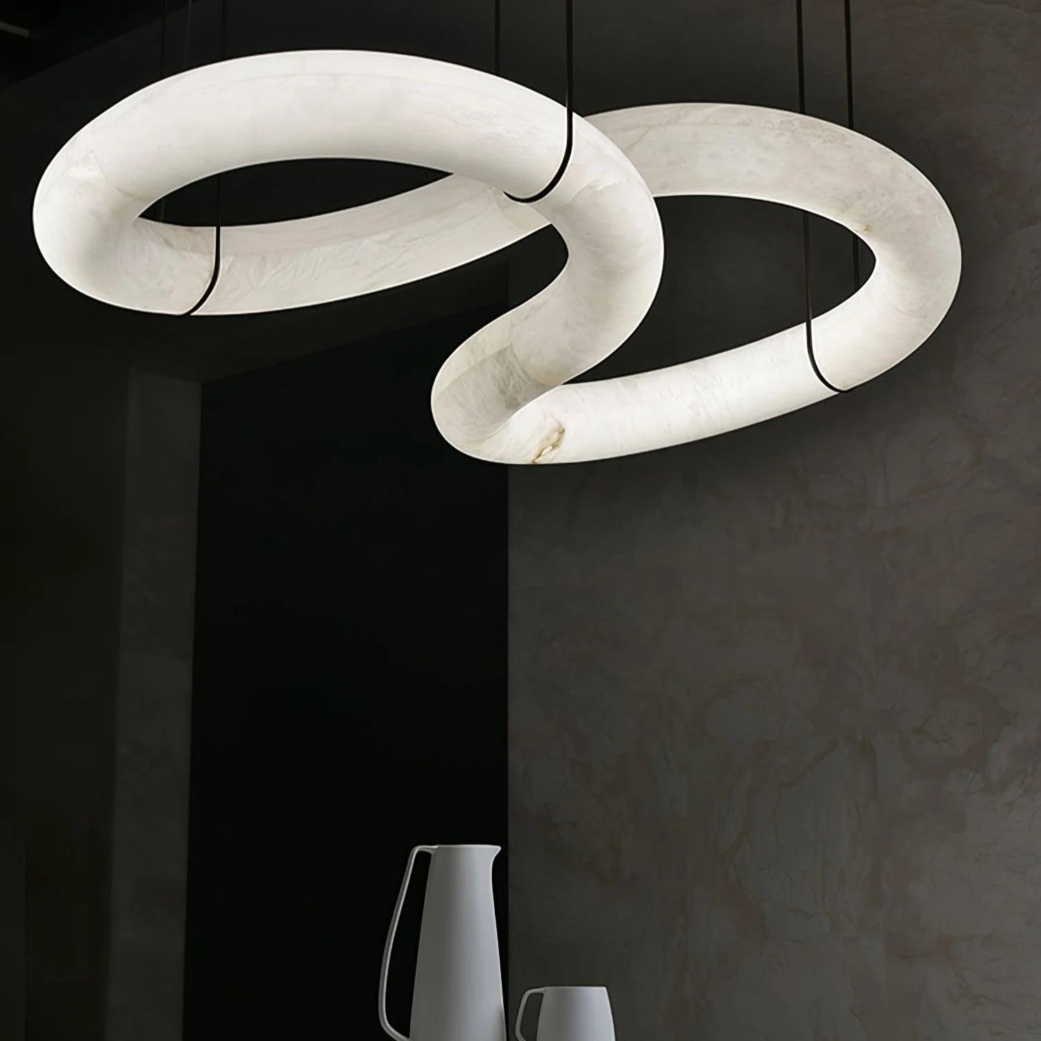 Jade Modern Alabaster Infinity Pendant Lamp Living Room Bedroom