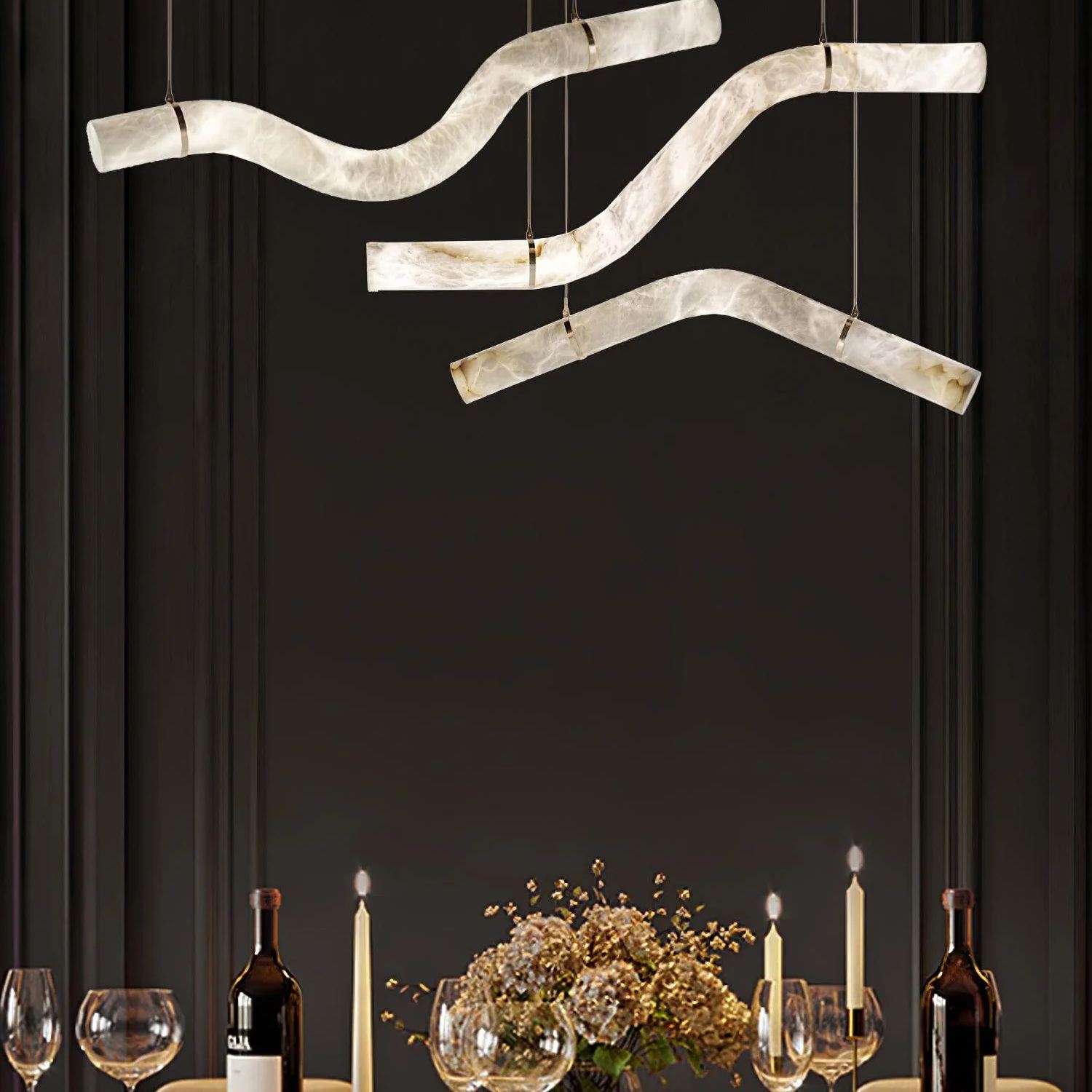 Jade Modern Alabaster Infinity Pendant Lamp Living Room Bedroom