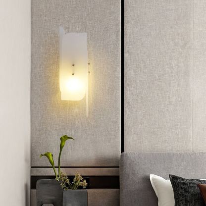Jade Contemporary Metal Alabaster Wall Light Living Room Bedroom