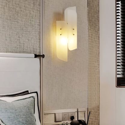 Jade Contemporary Metal Alabaster Wall Light Living Room Bedroom