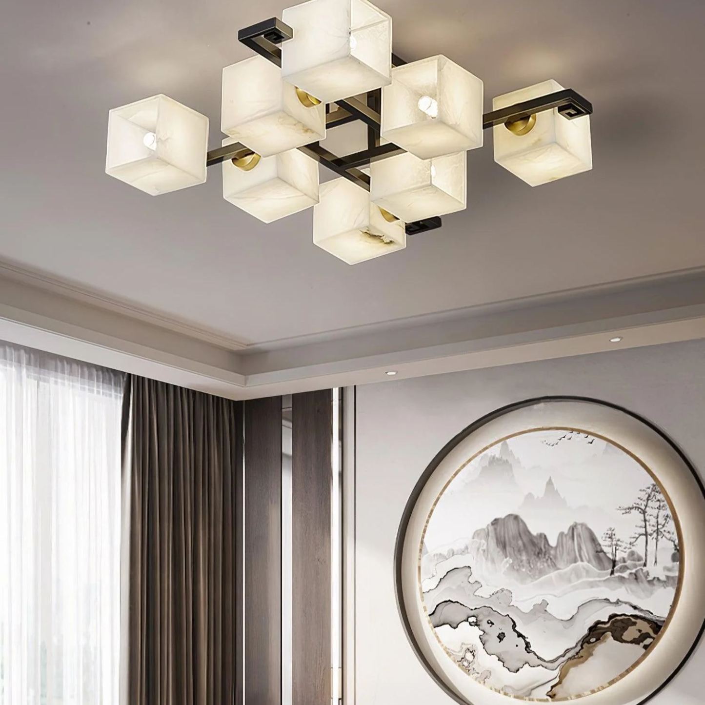 Jade Modern Minimalism Alabaster Ceiling Light Entryway Dining Room