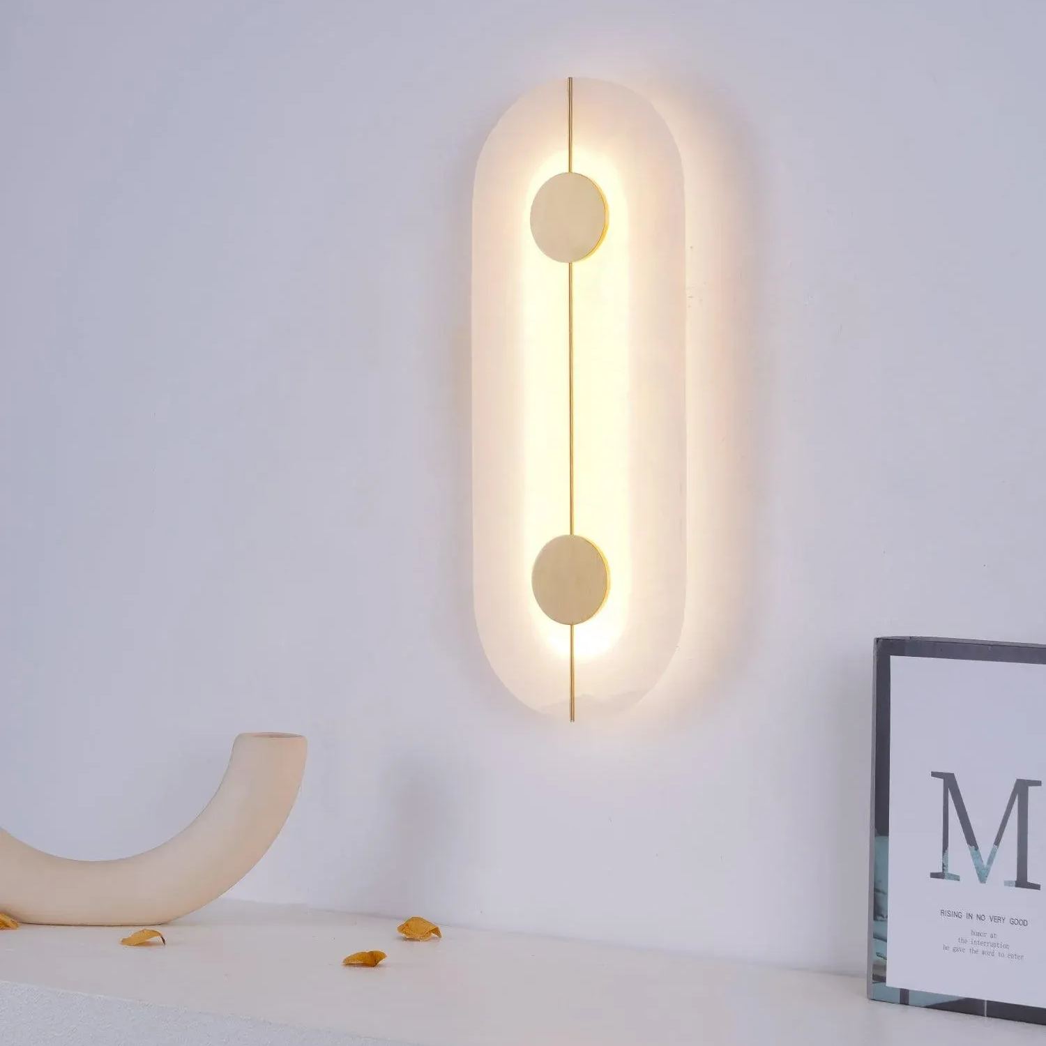 Jade Artistic Alabaster Brass Wall Lamp Hallway Bedside