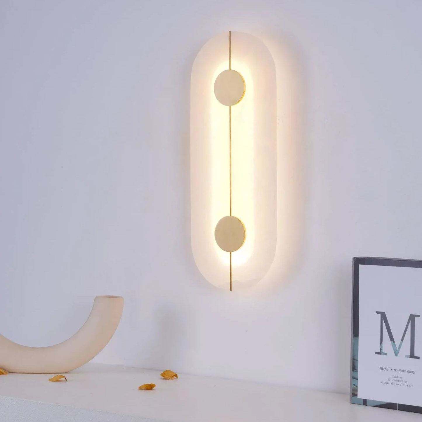Jade Artistic Alabaster Brass Wall Lamp Hallway Bedside