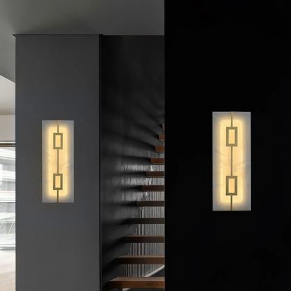 Jade Geometric Modern Rectangular Alabaster Wall Lamp Living Room Bedroom