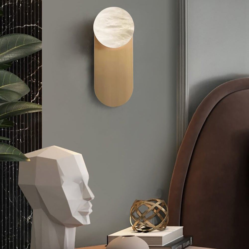 Jade Wall Light Minimalism Metal Alabaster Living Room Bedroom
