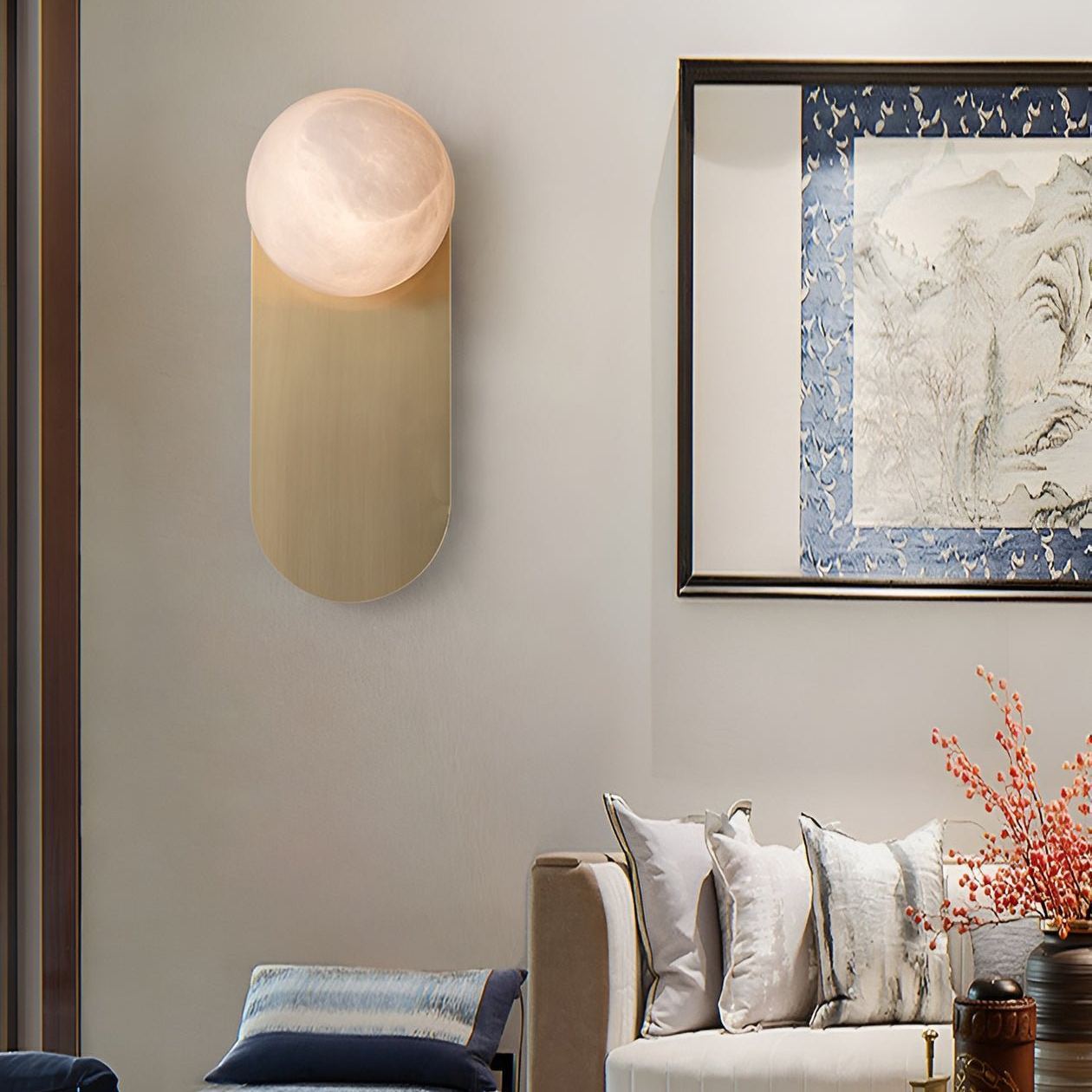 Jade Wall Light Minimalism Metal Alabaster Living Room Bedroom
