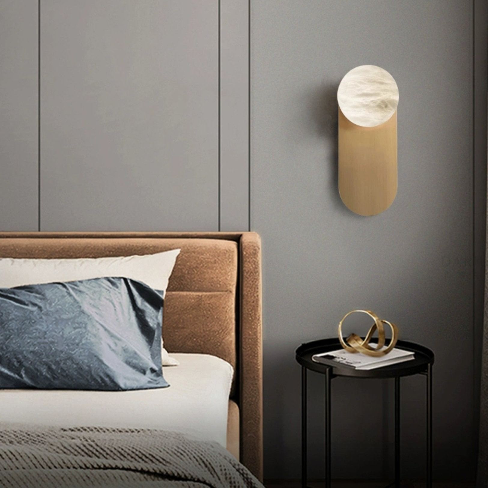 Jade Wall Light Minimalism Metal Alabaster Living Room Bedroom