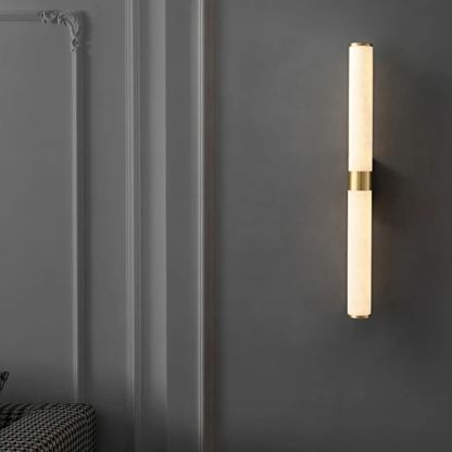Jade Modern Line Alabaster Brass Wall Light Living Room Bedroom
