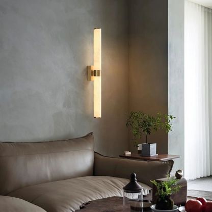 Jade Modern Line Alabaster Brass Wall Light Living Room Bedroom
