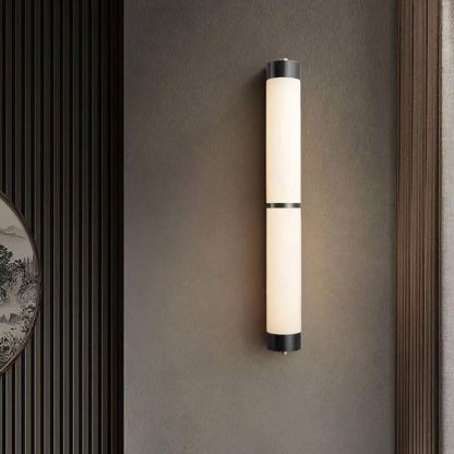 Jade Cylindra Alabaster Brass Wall Light Living Room Bedroom