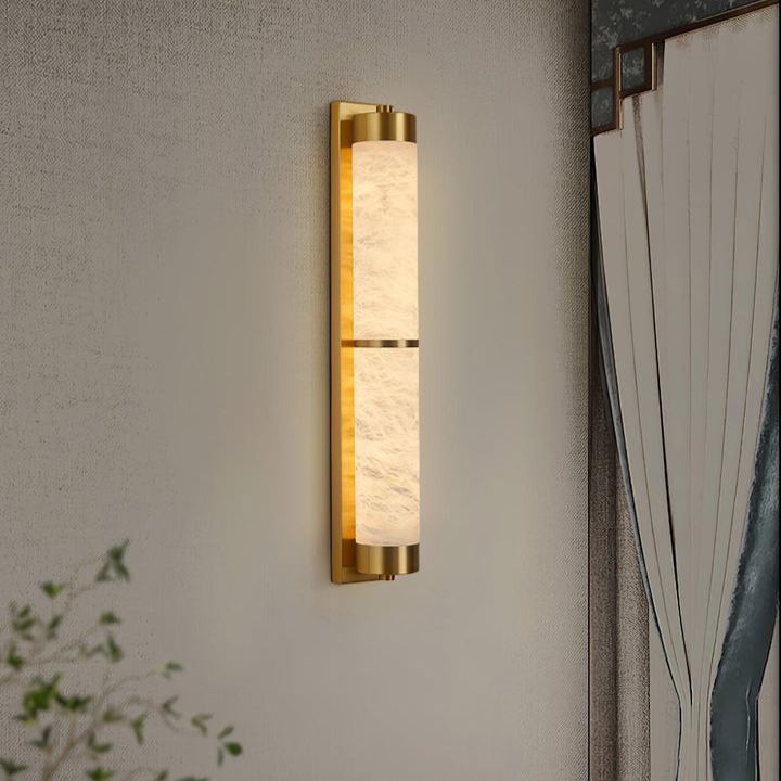 Jade Cylindra Alabaster Brass Wall Light Living Room Bedroom